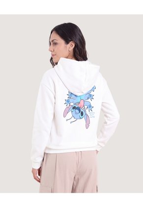 Buzo Hoodie Stitch  Para Mujer Crema Ostu