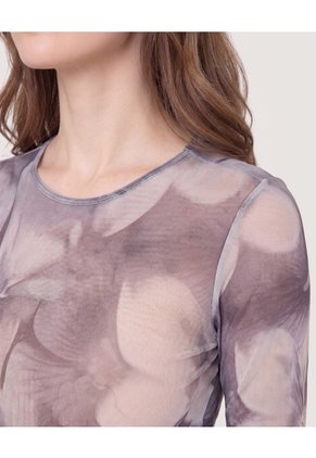 Camiseta Manga Larga En Mesh  Para Mujer Negro Ostu