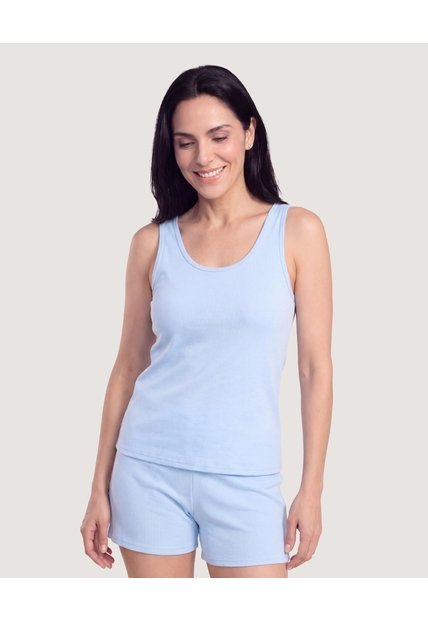 Pijama Tank Top Comfort  Para Mujer Azul Ostu