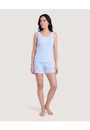 Pijama Tank Top Comfort  Para Mujer Azul Ostu