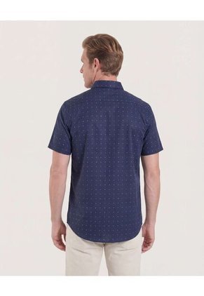 Camisa  Para Hombre Manga Corta Con Bolsillo Cuello Casual M Color Azul Marca Ostu #60010882