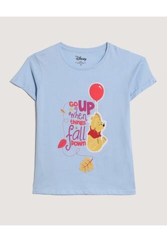 Camiseta  Infantil Niña Manga Corta Cuello Redondo Color Celeste Marca Ostu #90090355 Ostu