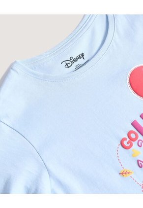 Camiseta  Infantil Niña Manga Corta Cuello Redondo Color Celeste Marca Ostu #90090355