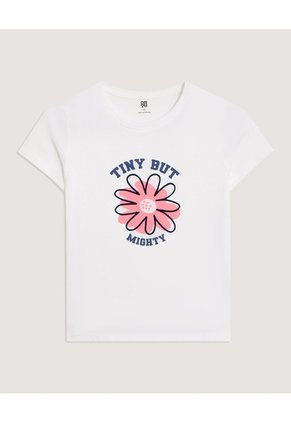 Camiseta Screen Manga Corta Para Niña Infantil Niña Crema Ostu