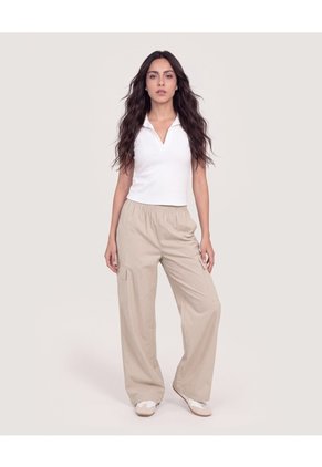 Pantalón Jogger Cargo  Para Mujer Beige Ostu
