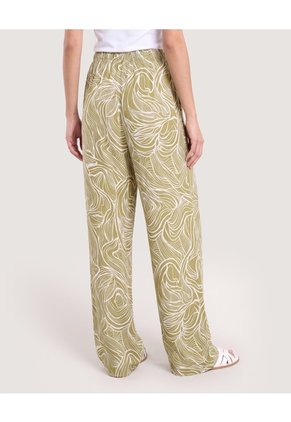 Pantalón Palazzo Fluido Para Mujer Verde Ostu