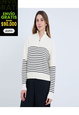 Saco Para Mujer Cuello Alto O Cuello Tortuga Color Crema Marca Ostu #40330091 Ostu