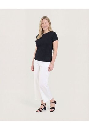 Camiseta  Para Mujer Manga Corta Cuello Redondo Color Negro Marca Ostu #40092414