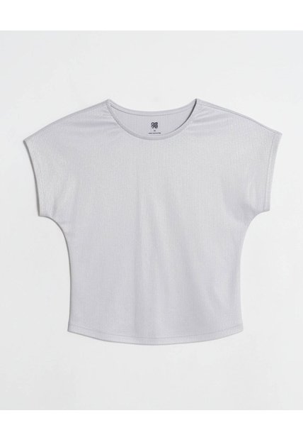 Camiseta Manga Corta Con Textura  Infantil Niña Gris Ostu