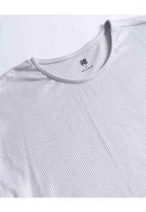 Camiseta Manga Corta Con Textura  Infantil Niña Gris Ostu