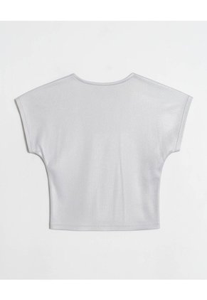 Camiseta Manga Corta Con Textura  Infantil Niña Gris Ostu