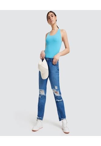 Camiseta Para Mujer Manga Sisa Color Azul  Marca Ostu #40091511 Ostu