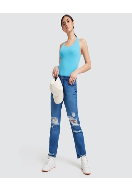 Camiseta Para Mujer Manga Sisa Color Azul  Marca Ostu #40091511