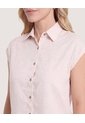 Camisa Manga Corta  Para Mujer Beige Ostu de Ostu