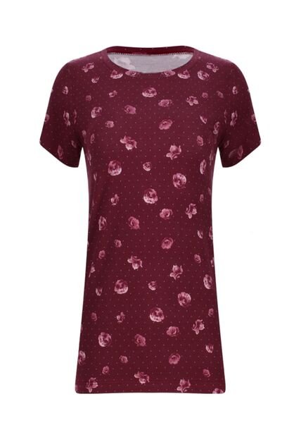 Camiseta Para Mujer Manga Corta Color Vino Marca Ostu #40090794