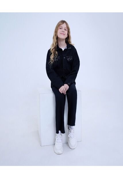 Chaqueta Para Niña Trucker Color Negro Marca Ostu #90080041