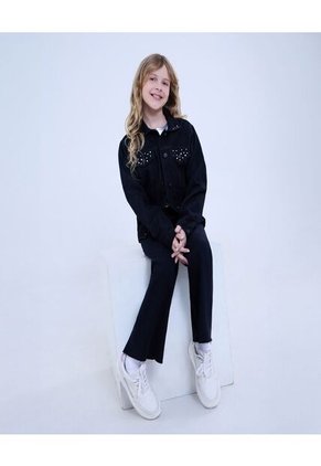 Chaqueta Para Niña Trucker Color Negro Marca Ostu #90080041