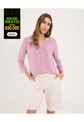 Blusa Para Mujer Manga 3/4 Color Lila Marca Ostu #40121118 Ostu