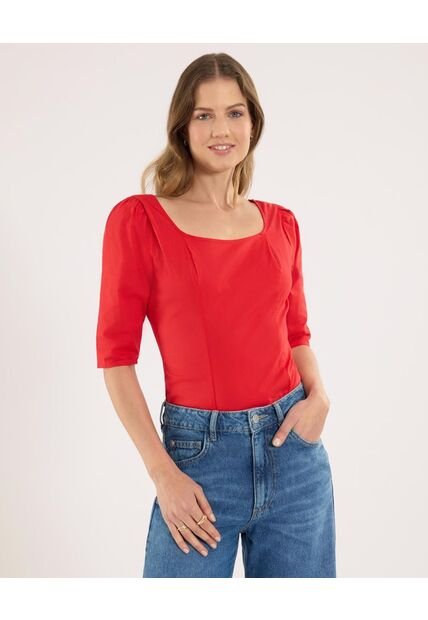 Blusa Mujer Ostu M/C Rojo Algodón 40120674-3490