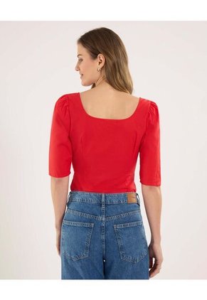 Blusa Mujer Ostu M/C Rojo Algodón 40120674-3490