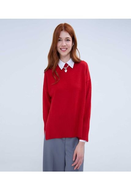 Saco Para Mujer Cuello Redondo Color Rojo Marca Ostu #40330088