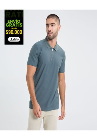 Polo Para Hombre Cuello Tejido Sin Bolsillo Color Verde Marca Ostu #60110731 Ostu