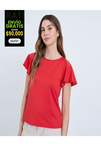 Camiseta Para Mujer Manga Corta Cuello Redondo Color Rojo Marca Ostu #40092419 Ostu