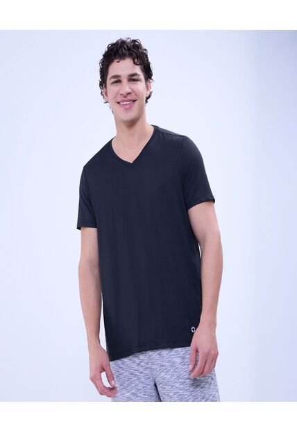 Camiseta Para Hombre Manga Corta Cuello V Color Negro Marca Ostu #60091493