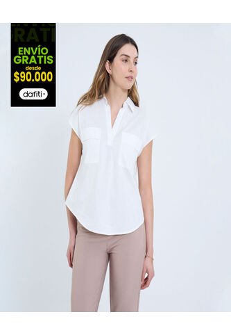 Camisa Para Mujer Manga Corta Color Crema Marca Ostu #40010291 Ostu