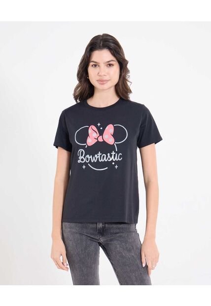 Camiseta  Para Mujer Manga Corta Cuello Redondo Color Negro Marca Ostu #40092745