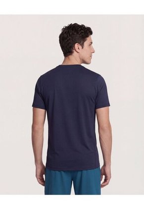 Camiseta  Para Hombre Manga Corta Cuello Redondo Color Azul Marca Ostu #60091855