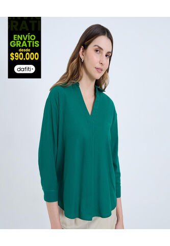 Camisa Para Mujer Manga 3/4 Color Verde Marca Ostu #40010298 Ostu
