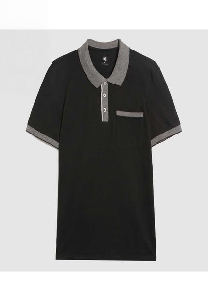 Polo Para Hombre Cuello Tejido Con Bolsillo Color Negro Marca Ostu #60110732