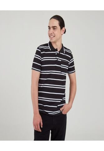 Polo Para Hombre Cuello Tejido Con Bolsillo Color Negro Marca Ostu #60110570 Ostu
