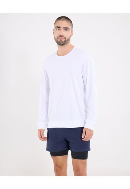 Camiseta  Para Hombre Manga Larga Cuello Redondo Color Blanco Marca Ostu #60091859