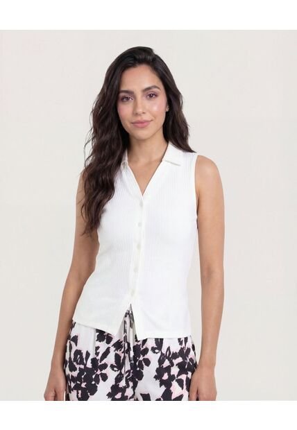 Chaleco  Para Mujer Punto Color Crema Marca Ostu #40250034