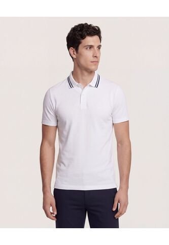 Polo  Para Hombre Cuello Tejido Sin Bolsillo Color Blanco Marca Ostu #60110901 Ostu