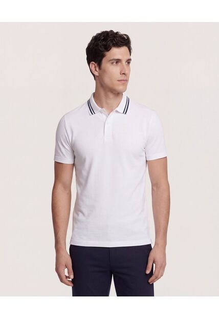 Polo  Para Hombre Cuello Tejido Sin Bolsillo Color Blanco Marca Ostu #60110901