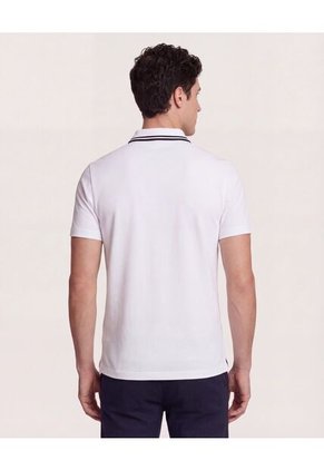 Polo  Para Hombre Cuello Tejido Sin Bolsillo Color Blanco Marca Ostu #60110901