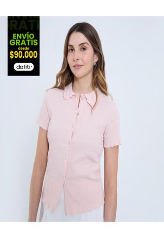Blusa Para Mujer Manga Corta Color Rosa Marca Ostu #40121129 Ostu