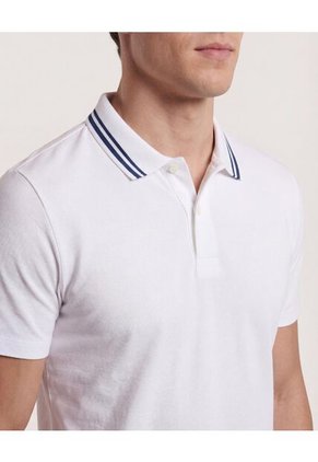 Polo  Para Hombre Cuello Tejido Sin Bolsillo Color Blanco Marca Ostu #60110901