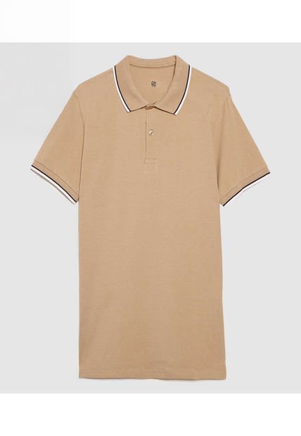 Polo Para Hombre Cuello Tejido Sin Bolsillo Color Beige Marca Ostu #60110714