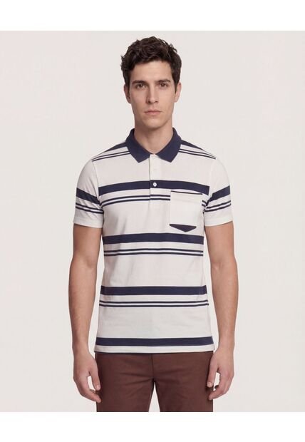 Polo  Para Hombre Cuello Tejido Con Bolsillo Color Crema Marca Ostu #60110832