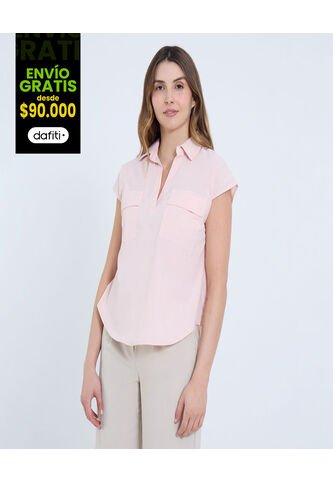 Camisa Para Mujer Manga Corta Color Rosa Marca Ostu #40010290 Ostu