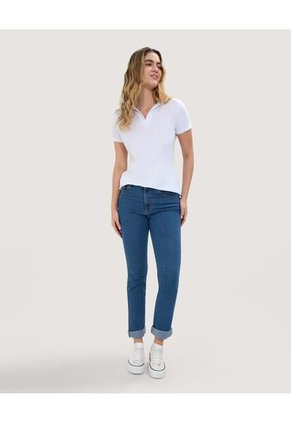 Polo Para Mujer Manga Corta Color Blanco Marca Ostu #40110160