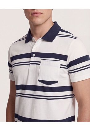 Polo  Para Hombre Cuello Tejido Con Bolsillo Color Crema Marca Ostu #60110832