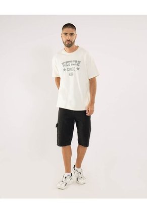 Camiseta Para Hombre Manga Corta Cuello Redondo Color Crema Marca Ostu #60091778