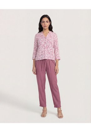 Blusa  Para Mujer Manga 3/4 Color Morado Marca Ostu #40121230