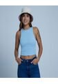 Crop Top Para Mujer Manga Sisa Color Celeste Marca Ostu #40091929 de Ostu