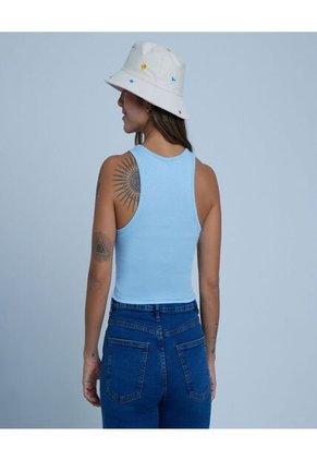 Crop Top Para Mujer Manga Sisa Color Celeste Marca Ostu #40091929